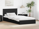 Storage Bed with Headboard Black 75 x 190 cm Engineered Wood 3408509
