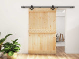 Sliding Door Natural and Black 95 x 210 cm Solid Pine Wood 3445065