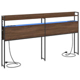Headboard with Shelf Brown oak 200 cm Engineered wood 859719