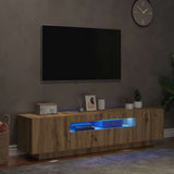 TV Cabinet with LED Lights Artisan Oak 160x35x40 cm Engineered Wood 856360