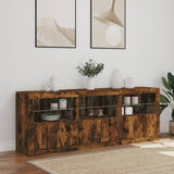 Sideboard with LED Lights Smoked Oak 181.5x37x67 cm 3209006