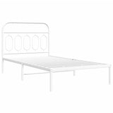 Metal Bed Frame without Mattress with Headboard White 100x190cm 377160