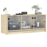 TV Cabinet with Glass Doors Sonoma Oak 102x37x42 cm 836408