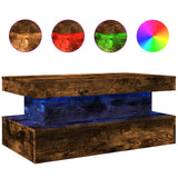 Coffee Table with LED Lights Smoked Oak 90x50x40 cm 839851