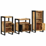 Bathroom Furniture Set 3 pcs Brown and Black Solid Mango Wood 3305614