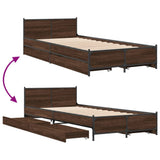 Bed Frame with Drawers without Mattress Brown Oak 100x200 cm 3279966