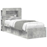 Headboard Cabinet with Storage Concrete Grey Engineered Wood 8001249