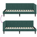 Corner Bed Frame with Headboard Dark green 90 x 190 cm Velvet 42016340