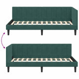 Corner Bed Frame Dark Green 90 cm x 200 cm Velvet 42016350