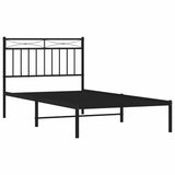 Metal Bed Frame without Mattress with Headboard Black 100x190cm 373685
