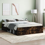 ZNTS Bed Frame without Mattress Smoked Oak 135x190 cm Double Double 3203912