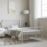 Metal Bed Frame without Mattress with Footboard White 100x200cm 350944