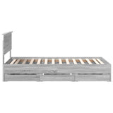 Bed Frame with Drawer Grey Sonoma 100 x 200 cm Engineer Wood 3410740