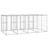 Outdoor Dog Kennel Galvanised Steel with Roof 9.68 m 3082273