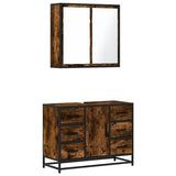 2 Piece Bathroom Furniture Set Smoked Oak Engineered Wood 3300902