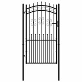 Fence Gate "KAMPEN" with Spear Top Black 103x175 cm Steel 151093