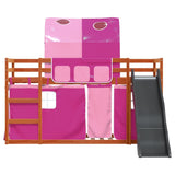 Bunk Bed without Mattress with Slide and Curtains Pink 90x200 cm 3284142