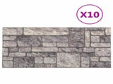 Wall Panels 10 pcs 100 x 50 cm Grey and White EPS Foam 42046097