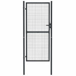 Mesh Garden Gate Galvanised Steel 100x200 cm Grey 145775