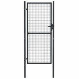Mesh Garden Gate Galvanised Steel 100x200 cm Grey 145775