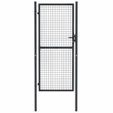 Mesh Garden Gate Galvanised Steel 100x200 cm Grey 145775