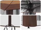 Gazebo with 4 Sidewalls 4 x 4 m Beige and Brown 42036821