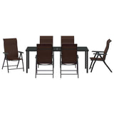 Garden Dining Set 7 pcs Brown Powder-Coated Steel 3379266