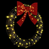 Wreath with 80 LEDs Warm white 90 x 90 x 9 cm Rattan 42019140