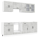 ZNTS 8 Piece Kitchen Cabinet Set Kalmar Concrete Grey Engineered Wood 3314835