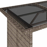Garden Table with Glass Top Grey 110x68x70 cm Poly Rattan 366352