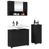 Bathroom Furniture Set 3 pcs Black Engineered Wood and Metal 3393034