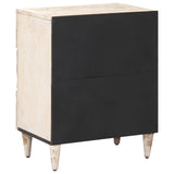 Bed cabinet with Drawer White 50 x 33 x 60 cm Solid Mango Wood 4018377