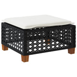 Garden Stool with Cushion Black 63.5x56x32 cm Poly Rattan 365932