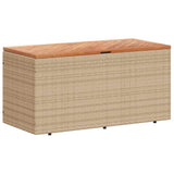 Garden Storage Box Beige 110x50x54 cm Poly Rattan Acacia Wood 365957
