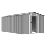 Garden Shed 257x392x181 cm Metal Grey 143345
