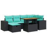 7 Piece Garden Sofa Set with Cushions Grey Poly Rattan Acacia 3328086