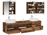 Bathroom Furniture Set 5 pcs Old Wood Engineered Wood and Glass 3406877