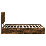 Storage Bed with Drawer Smoked Oak 140 x 190 cm Engineered Wood 3409549