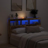 Headboard Cabinet with LED Old Wood 160x17x102 cm 863131