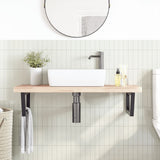 Basin Shelf Wall Mounted Steel and Solid Wood Beech 3302439
