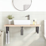 Basin Shelf Wall Mounted Steel and Solid Wood Beech 3302439
