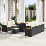 Garden Sofa Set with Cushion 14 pcs Black and Cream Poly Rattan 3364955