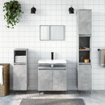 ZNTS 3 Piece Bathroom Cabinet Set Concrete Grey Engineered Wood 3187793