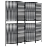 Room Divider 4 Panels Black Poly Rattan 365376