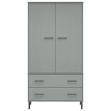 Wardrobe with Metal Legs Grey 90x55x172.5 cm Solid Wood OSLO 350989