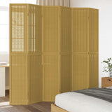 Room Divider 6 Panels Brown Solid Wood Paulownia 358828