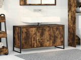 Bathroom Cabinet Smoke Oak 90 x 30 x 60 cm Engineered Wood 886482