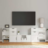 5 Piece TV Units with Storage ODDA White Solid Wood Pine 3365377