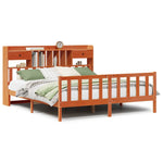 ZNTS Bookcase Bed without Mattress Wax Brown 180x200 cm Super King Solid Wood Pine 3321764