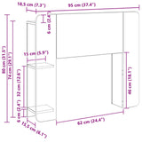 Headboard Cabinet with Storage Black Engineered Wood 8001184